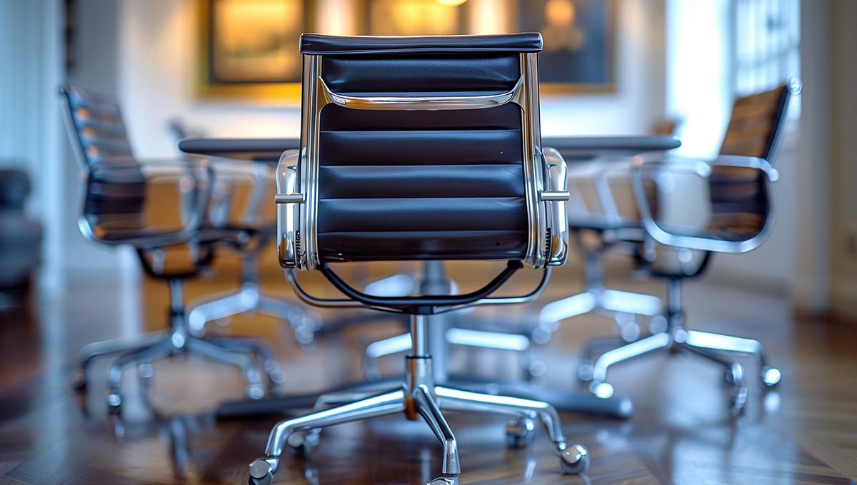 office chair infocus around a meeting table in an office representin FF&E: Important Assets for Business
